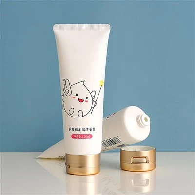 Contenitore per crema per la cura della pelle in plastica cosmetica con stampa personalizzata da 120 ml, contenitore per crema per le mani, detergente per il viso con coperchio a ribalta